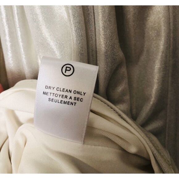 Halston Heritage Knot Drape V-Neck Mini Dress In White Gold Size: Small NWT - Picture 9 of 9